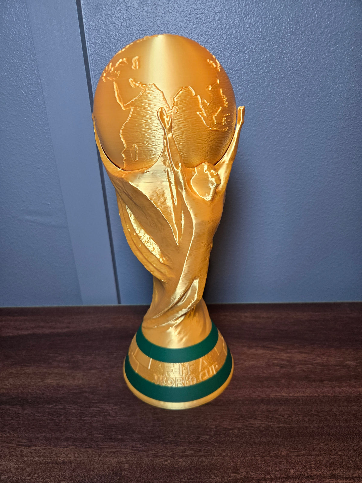 3D Printed World Cup Trophy Replica | Metallic Gold Soccer Championship Display