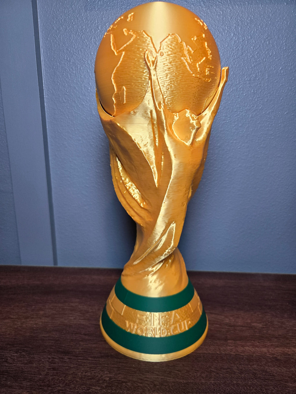 3D Printed World Cup Trophy Replica | Metallic Gold Soccer Championship Display