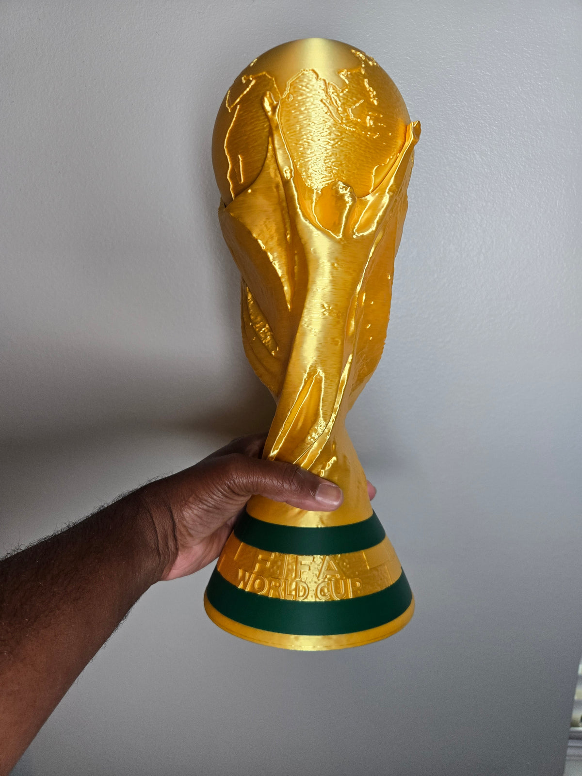 3D Printed World Cup Trophy Replica | Metallic Gold Soccer Championship Display