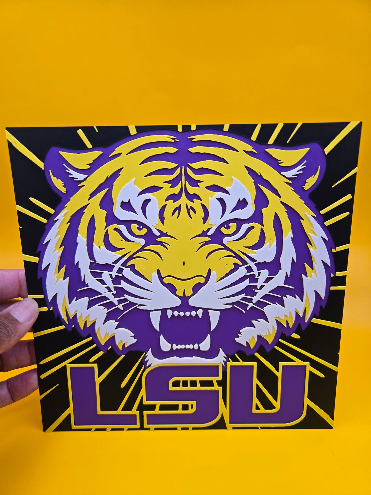 LSU Tigers 3D Printed HueForge Wall Art