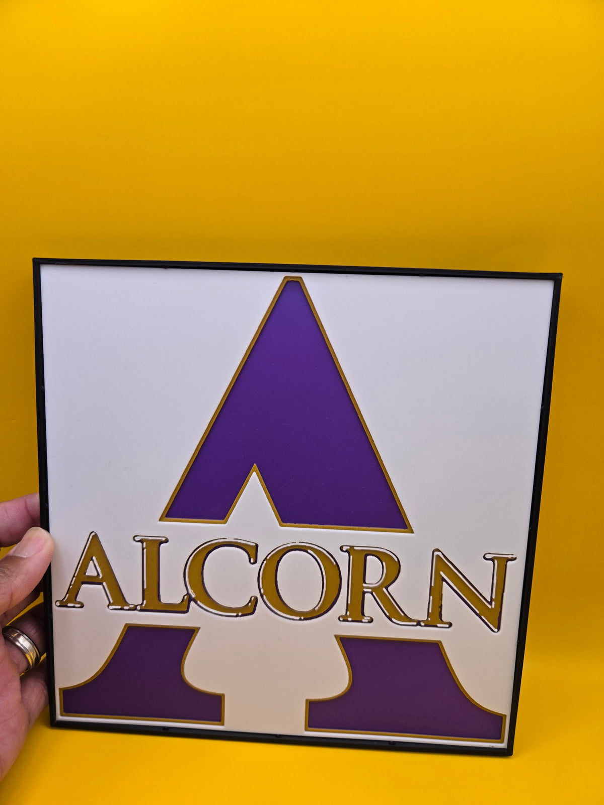 Alcorn State University “A” Hueforge 3D Wall Art – Purple & Gold Braves Decor