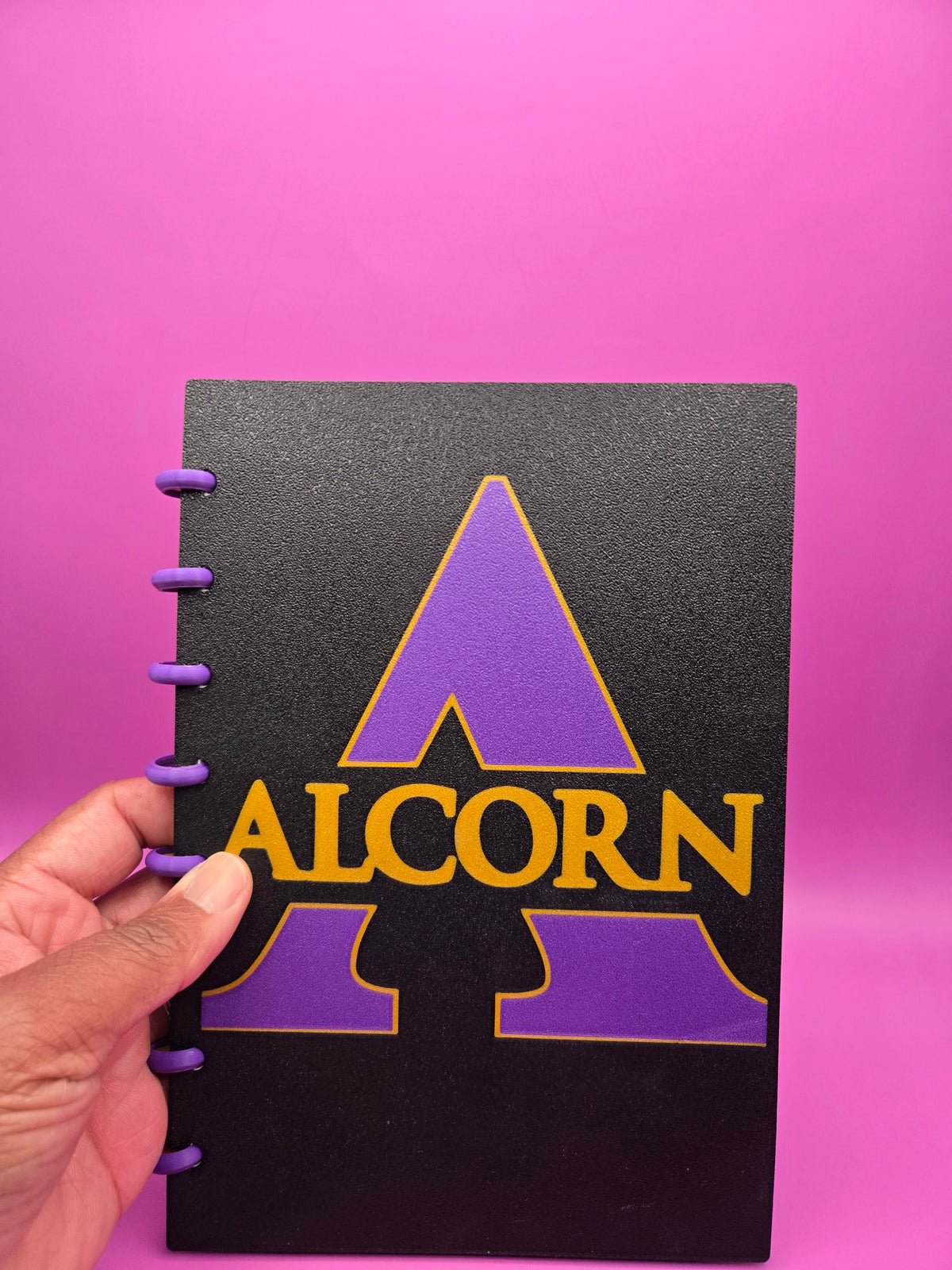 Alcorn State Inspired 3D Printed Notebook – Purple & Gold Braves Journal