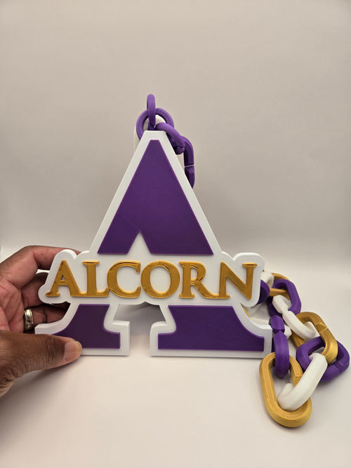 Alcorn Hype Chain – Purple, Gold & White 3D Printed Game Day Chain