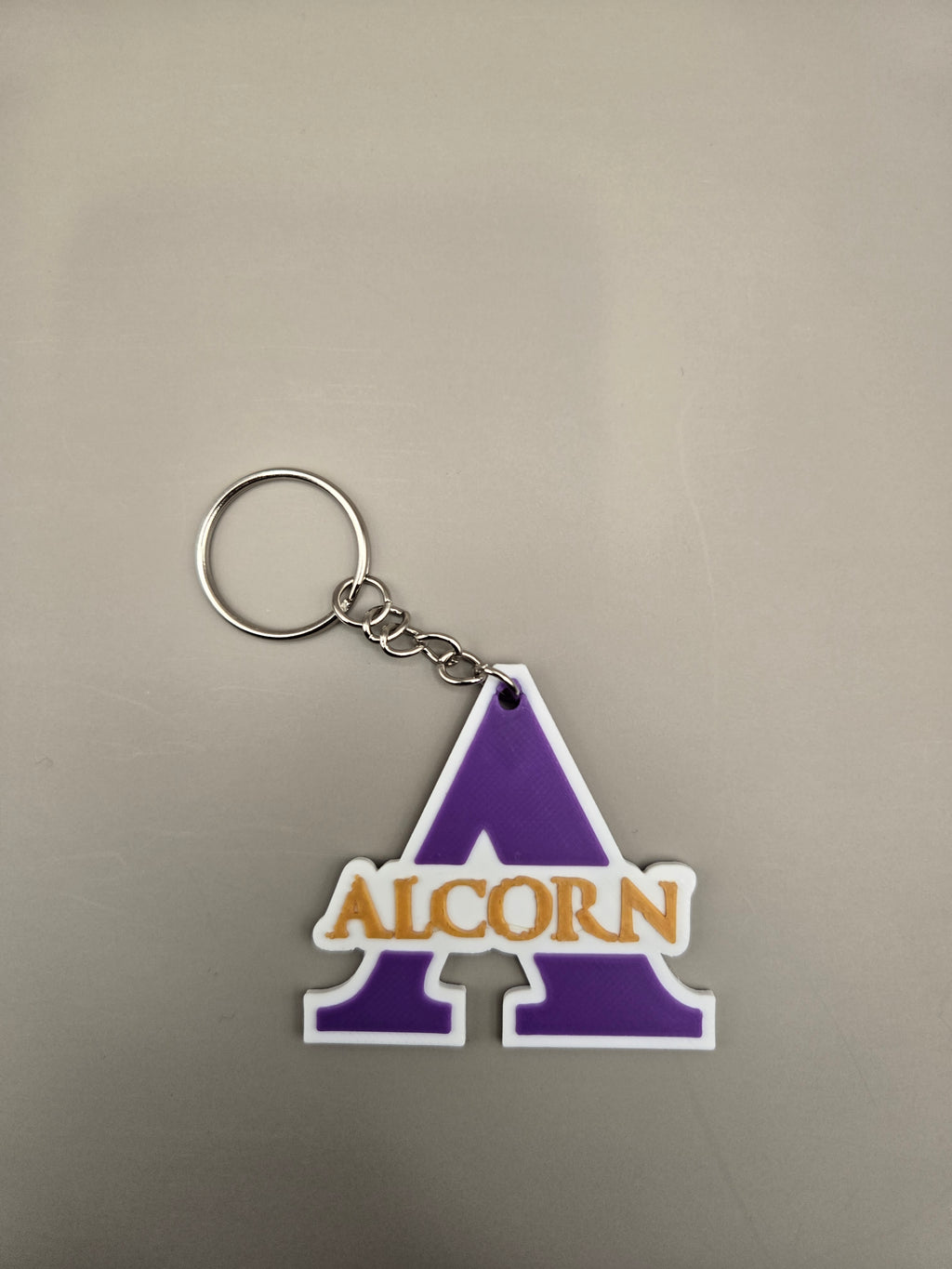 Alcorn Keychain – Purple, Gold & White 3D Printed Braves Key Ring