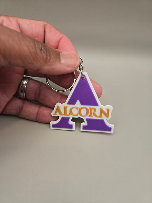 Alcorn Keychain – Purple, Gold & White 3D Printed Braves Key Ring