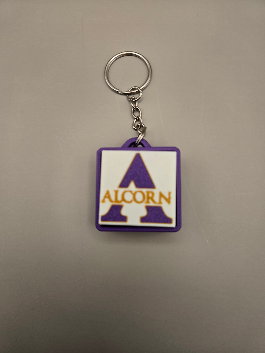 Alcorn Clicker Keychain – Purple, Gold & White 3D Printed Fidget Keychain