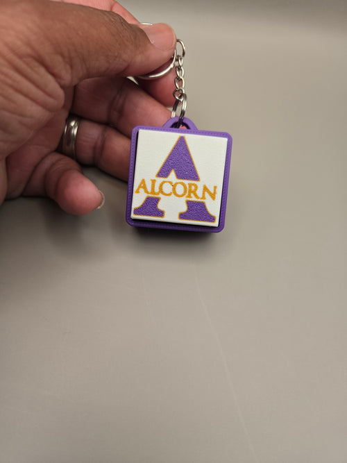 Alcorn Clicker Keychain – Purple, Gold & White 3D Printed Fidget Keychain