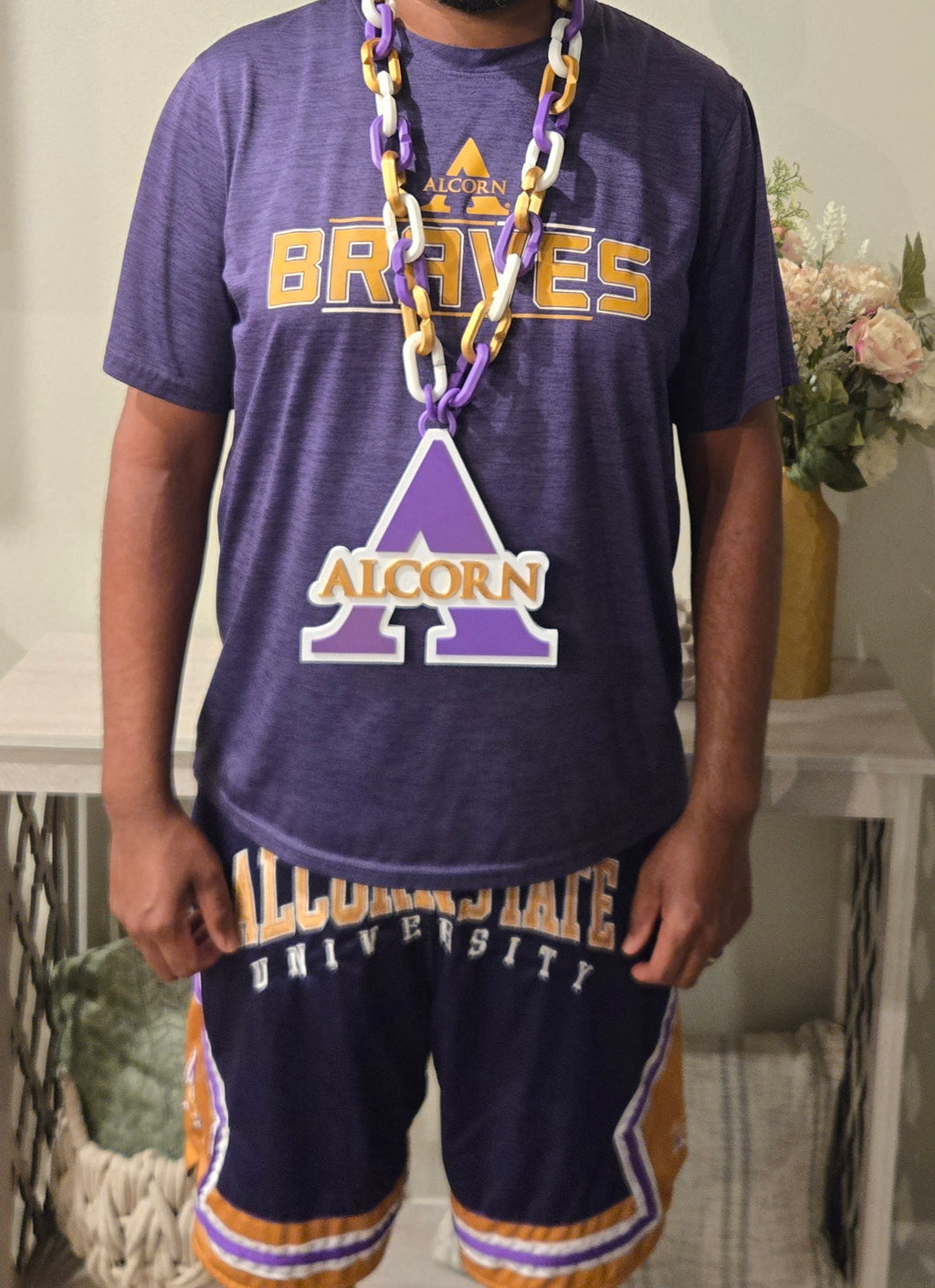 Alcorn Hype Chain – Purple, Gold & White 3D Printed Game Day Chain