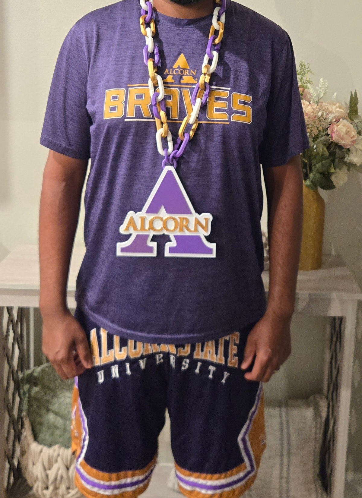 Alcorn Hype Chain – Purple, Gold & White 3D Printed Game Day Chain