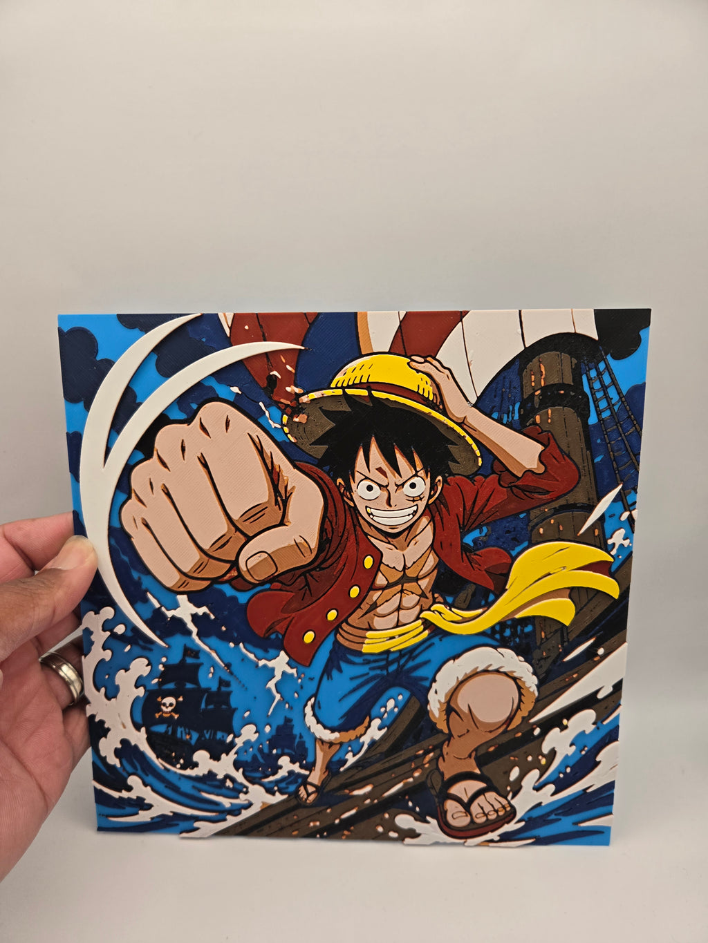 One Piece Monkey D. Luffy HueForge 3D Printed Wall Art | Anime Pirate Decor