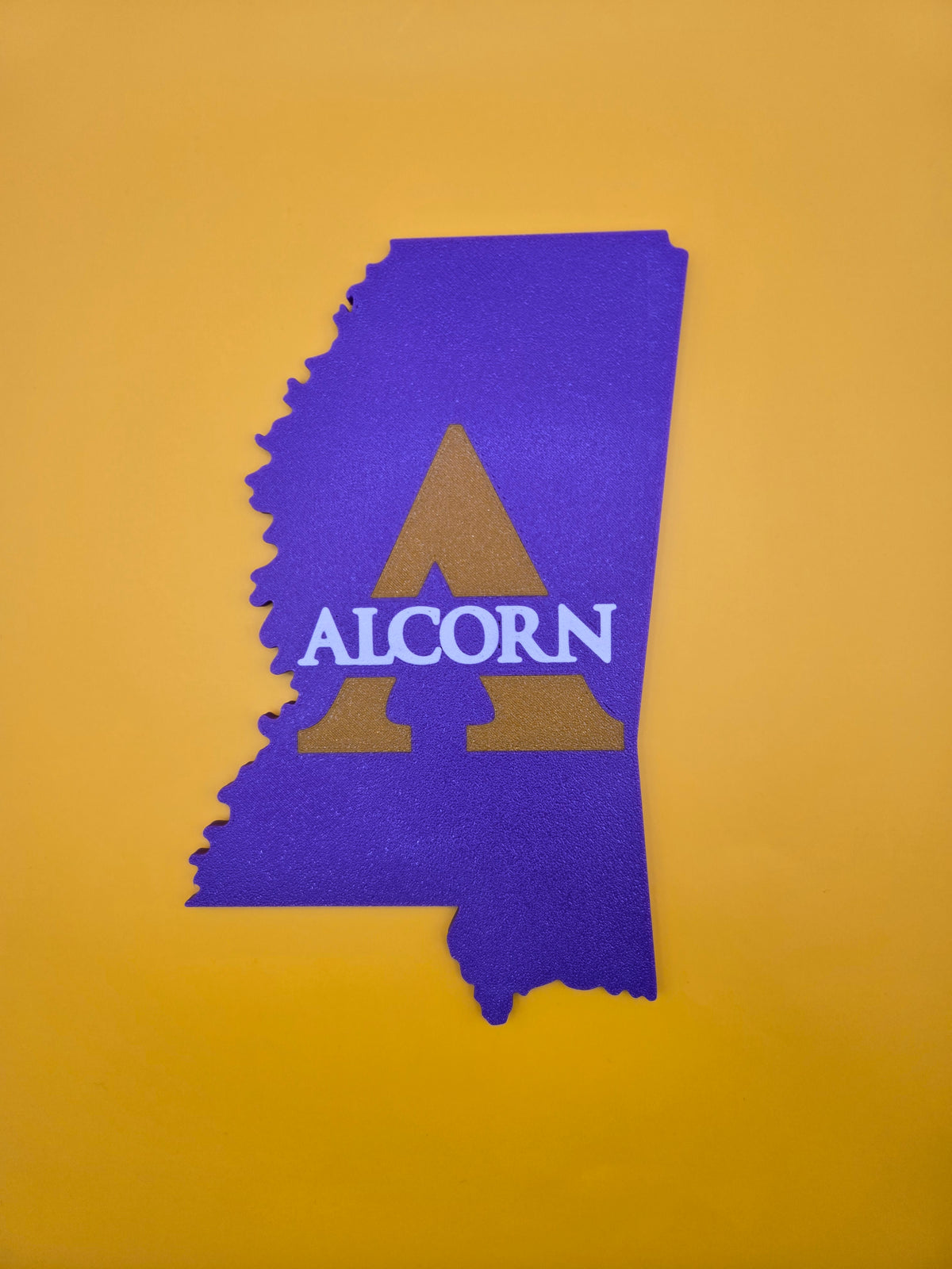 Alcorn State University Mississippi Magnet – 3D Printed Purple & Gold Braves Decor