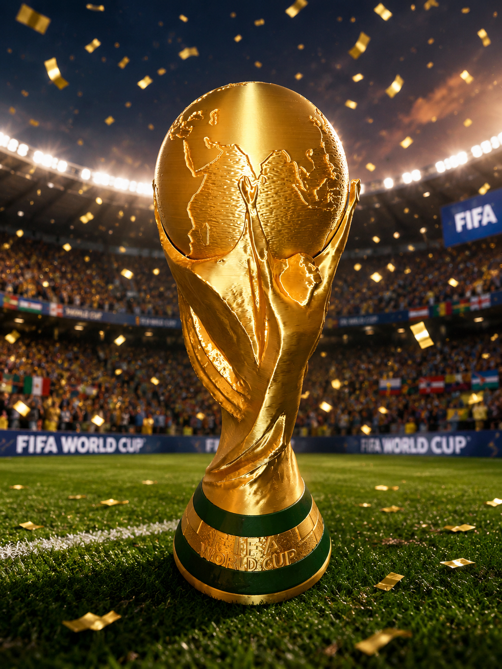 3D Printed World Cup Trophy Replica | Metallic Gold Soccer Championship Display