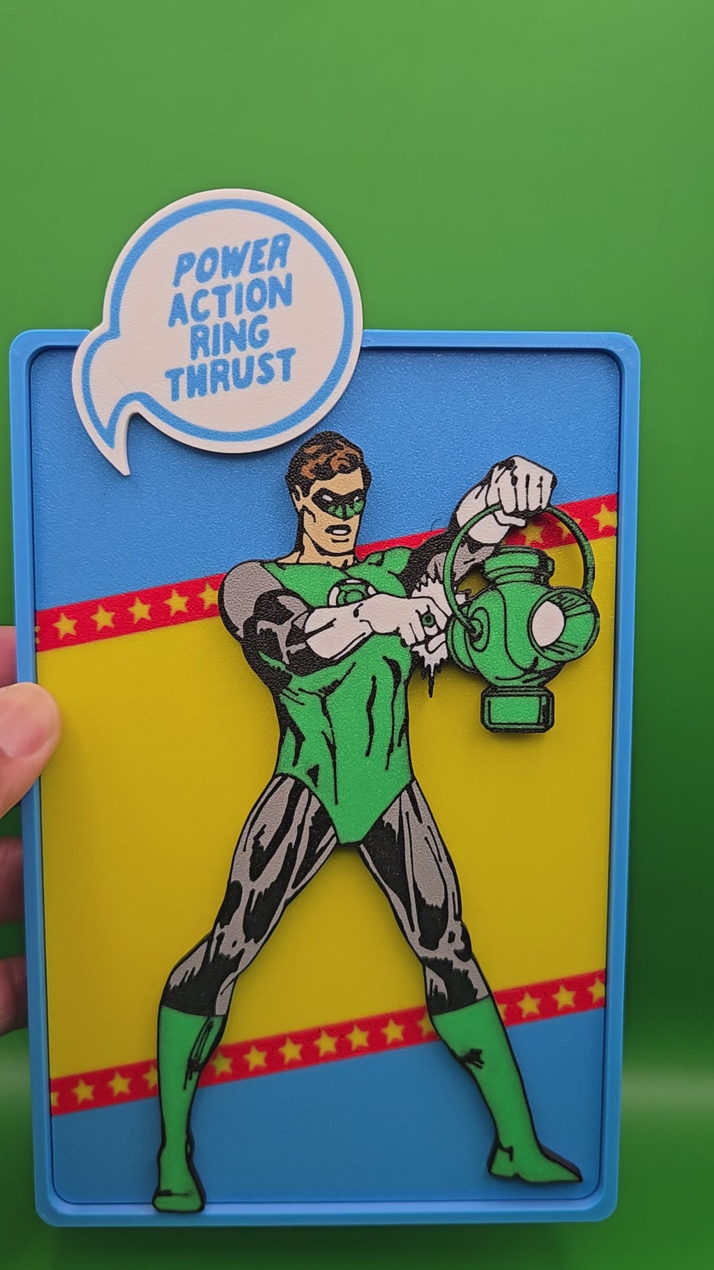 Green Lantern Comic Corner Box – 3D Printed DC Wall Art