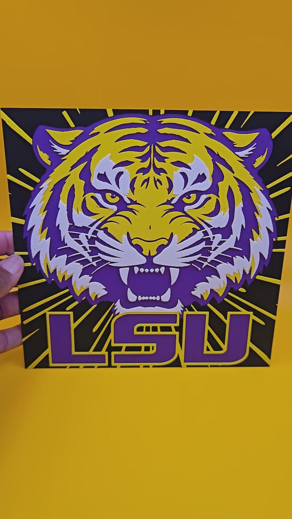 LSU Tigers 3D Printed HueForge Wall Art