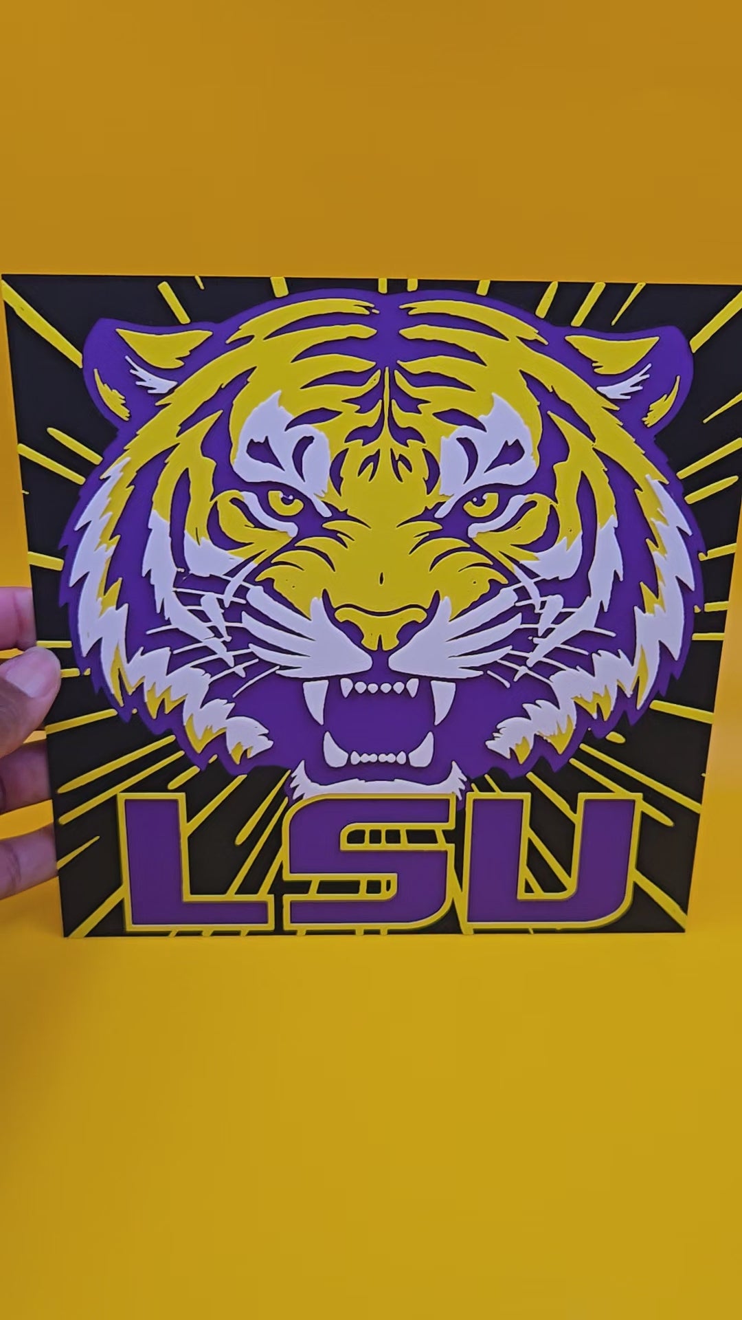 LSU Tigers 3D Printed HueForge Wall Art