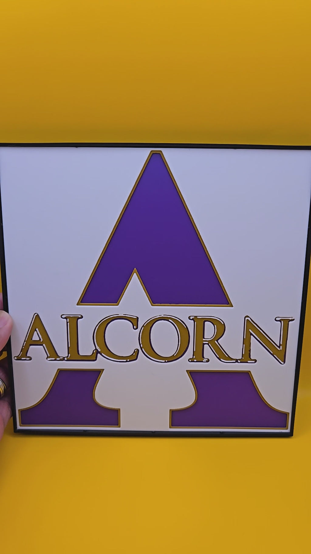 Alcorn State University “A” Hueforge 3D Wall Art – Purple & Gold Braves Decor