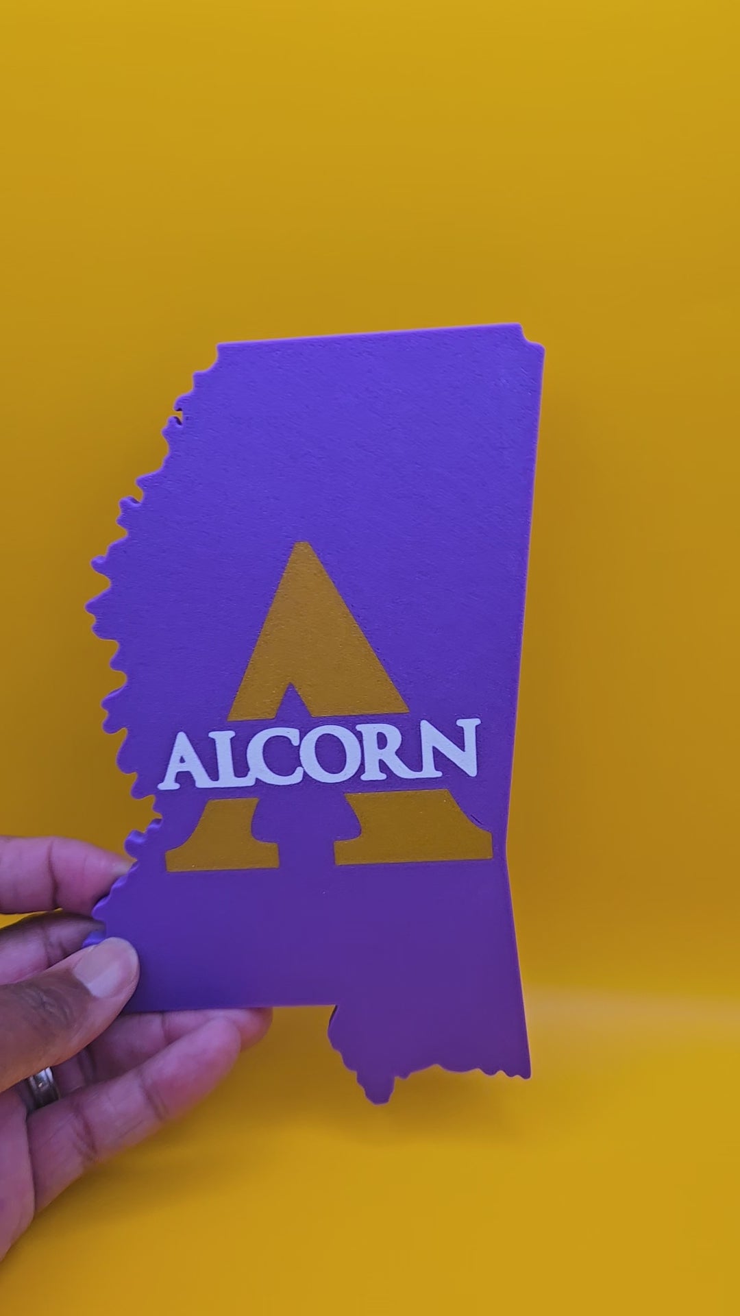 Alcorn State University Mississippi Magnet – 3D Printed Purple & Gold Braves Decor
