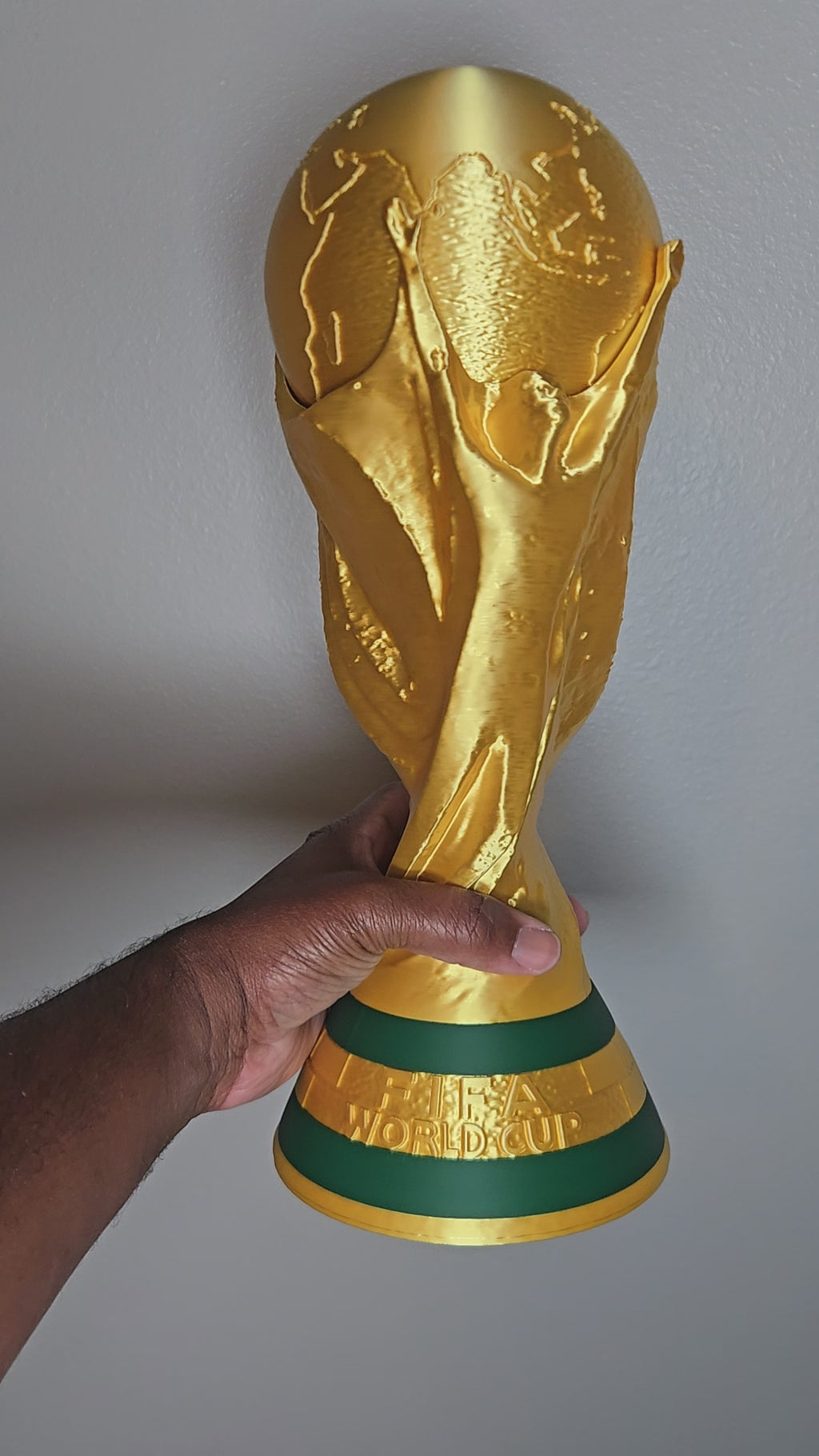 3D Printed World Cup Trophy Replica | Metallic Gold Soccer Championship Display