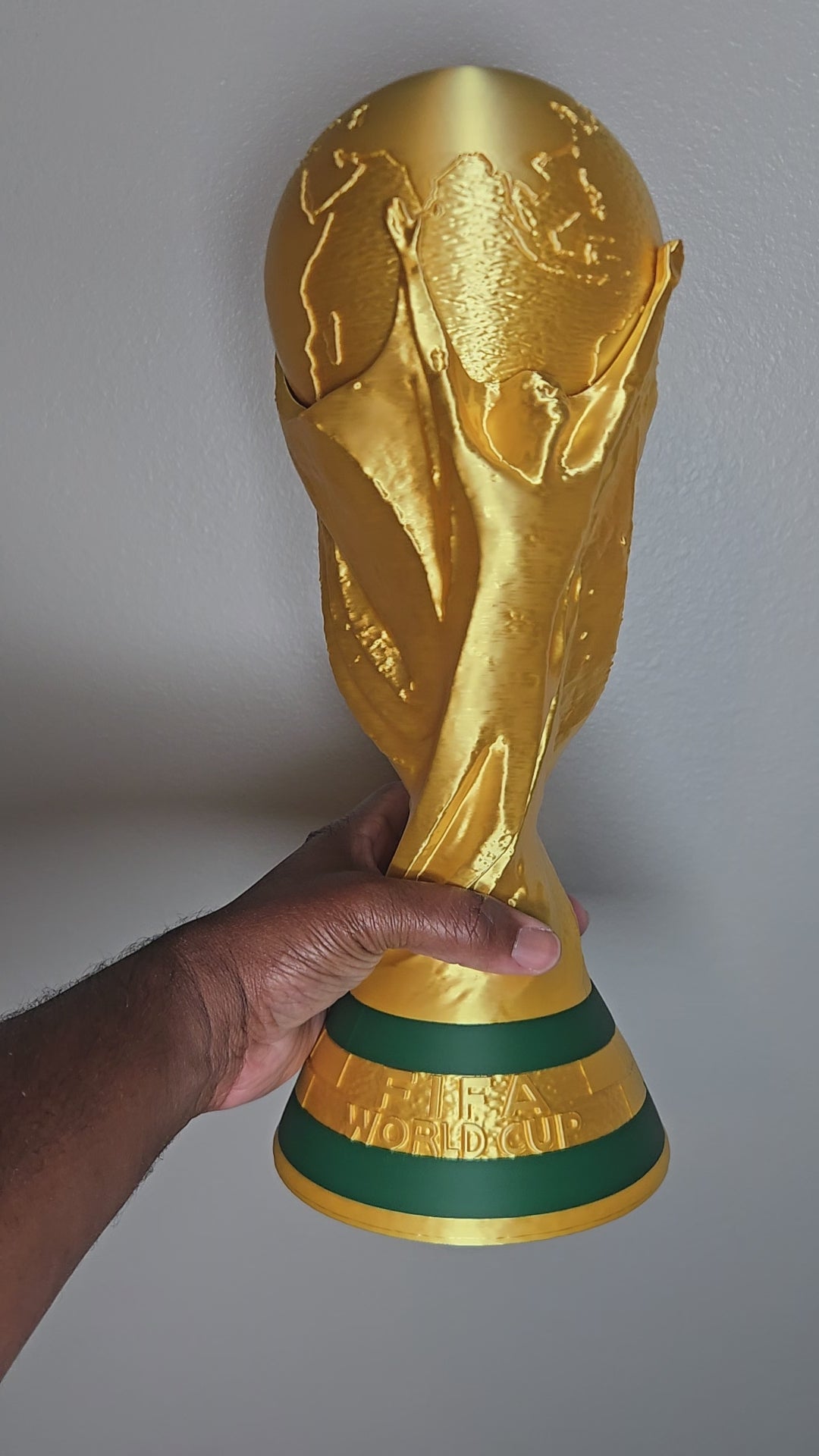 3D Printed World Cup Trophy Replica | Metallic Gold Soccer Championship Display