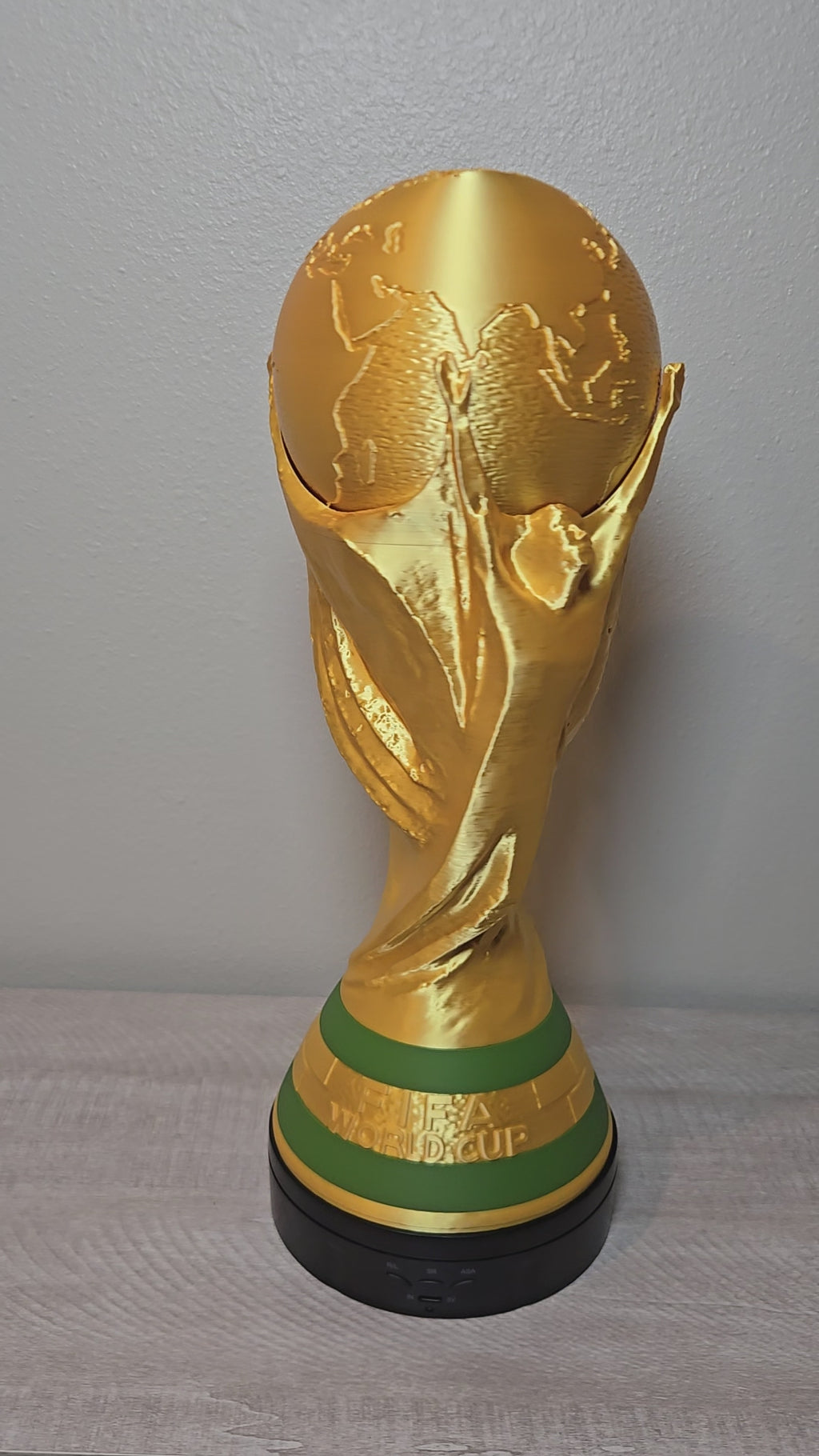 3D Printed World Cup Trophy Replica | Metallic Gold Soccer Championship Display