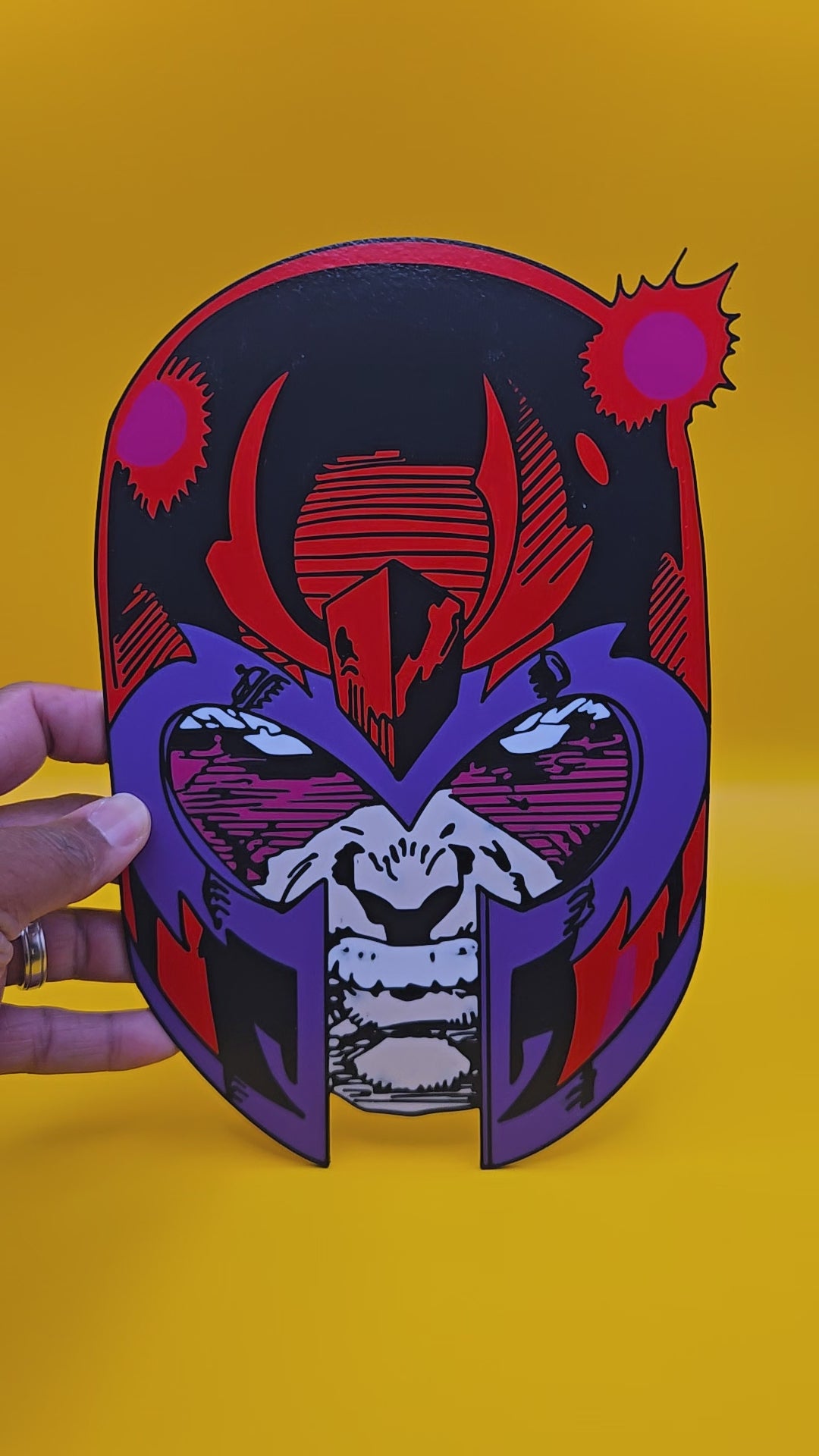 Magneto Giant Head 3D Printed Wall Art